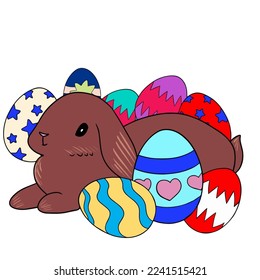 Saludos y regalos para Pascua en un estilo plano