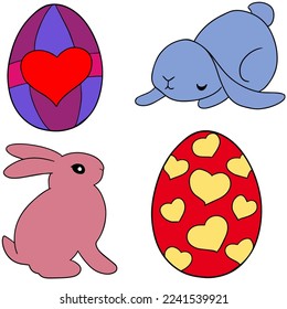 Greetings and gifts for Easter in a flat style. Set, collection