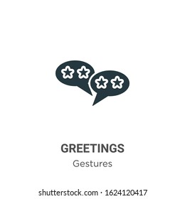 Greetings glyph icon vector on white background. Flat vector greetings icon symbol sign from modern gestures collection for mobile concept and web apps design.