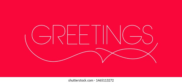 Greetings - hand drawn lettering on red background. Flat vector illustration for Happy Birthday cards, greetings, invitations, posters, flyers, brochures, party design and decoration, prints, web.