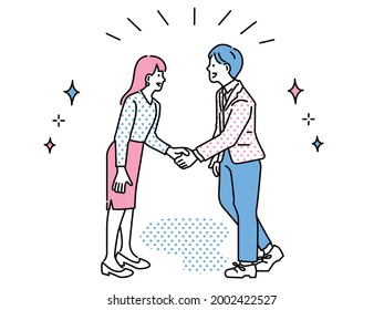 Greetings, handshakes illustrations . business, self-introduction, agreement, negotiation, strategy, conference, presentation, contract, transaction