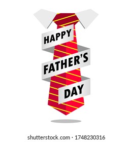 Greetings Happy Father's Day. Background on tie icon and ribbon with typography - vector