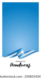 Saludos desde Honduras. Plantilla Editable para Historias y Carretes. Portada de Plantilla de redes sociales con cinta de la bandera de Honduras y marco editable