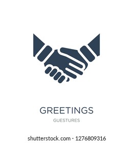 greetings icon vector on white background, greetings trendy filled icons from Guestures collection, greetings vector illustration