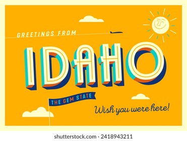 Greetings from Idaho, USA - The Gem State - Touristic Postcard.