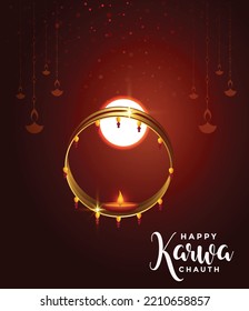 Greetings for Indian Hindu festival Happy Karwa Chauth