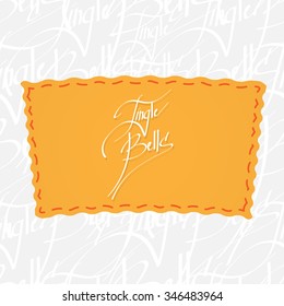 Greetings lettering - Jingle bells. Handwritten vector calligraphy over seamless background, consist of greetings lettering 