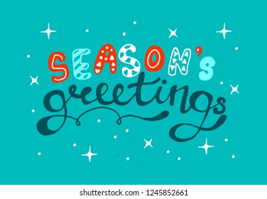 Season’s greetings. Lettering / typography. Vector logo, emblems, text design. Usable for banners, greeting cards, gifts etc.