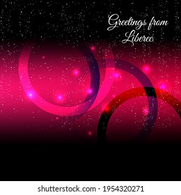 Greetings from Liberec on a red background, vector illustration