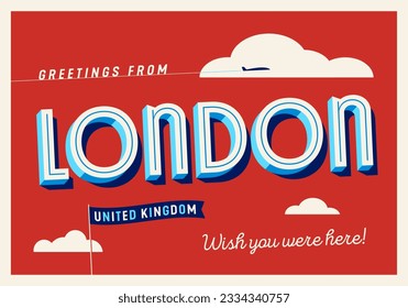 Greetings from London, United Kingdom - Wish you were here! - Touristic Postcard.