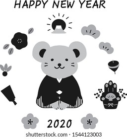Greetings mouse and new year illustration.