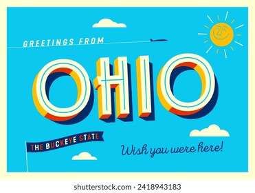 Greetings from Ohio, USA - The Buckeye State - Touristic Postcard.