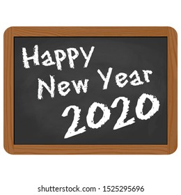 greetings on school slate with text Happy New Year 2020