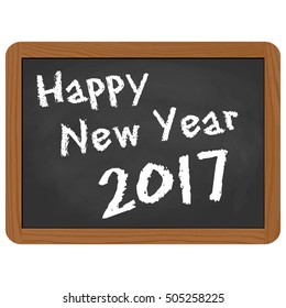 greetings on school slate with text Happy New Year 2017