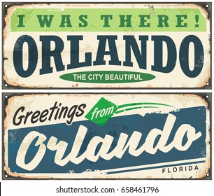 Greetings from Orlando Florida vintage signboard design