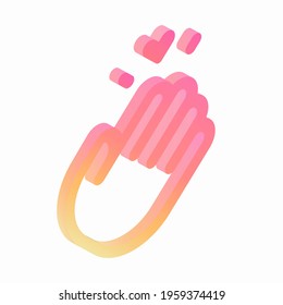 Greetings palm icon, blog gratitude. Thanks for your help. Isometric human palm isolate isolated on white background. Vector illustration 