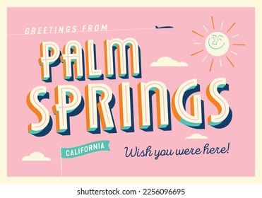 Greetings from Palm Springs, California, USA - Wish you were here! - Touristic Postcard - EPS 10.