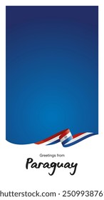 Greetings from Paraguay. Editable template for Stories and Reels. Social media template page with Paraguay flag ribbon and editable frame