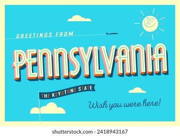 Greetings from Pennsylvania, USA - The Keystone State - Touristic Postcard.