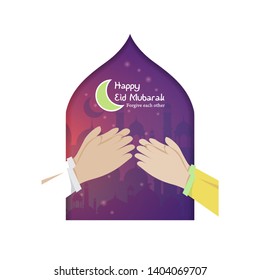 Greetings post illustration for eid mubarak, apologize to each other