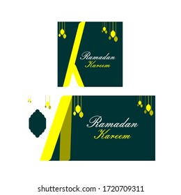 Greetings Ramadan Kareem with beautiful Arabic lights. Vector illustration.