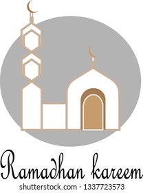 greetings for ramadhan, with crecent and mosque, illustration of isolated islamic vector. ramadhan kareem text. ramadhan kareem islamic text banner. - vector