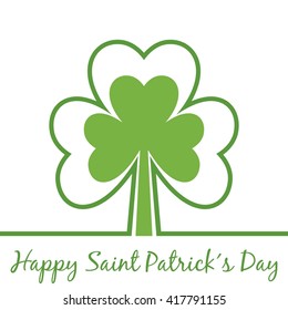 Greetings for Saint Patrick´s Day. Shamrock outline. Happy Saint PatrickÂ´s Day