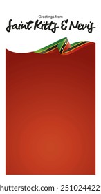 Saludos desde San Cristóbal y Nieves. Plantilla Editable para Historias y Carretes. Segunda página de la Plantilla de redes sociales con la cinta de la bandera de San Cristóbal y Nieves y el marco editable