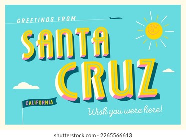 Greetings from Santa Cruz, California, USA - Wish you were here! - Touristic Postcard.