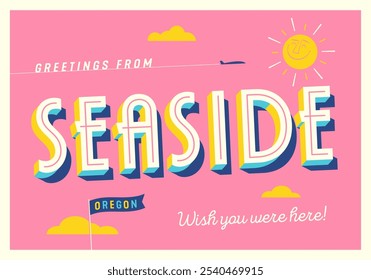 Greetings from Seaside, Oregon, USA - Wish you were here! - Touristic Postcard.