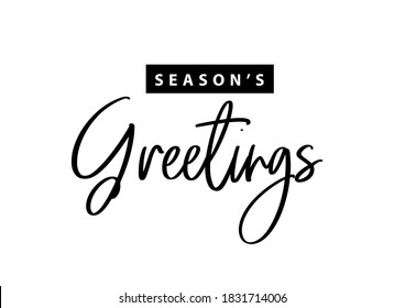 Greetings seasons Christmas holidays. Hand drawn creative calligraphy text lettering script. Design for holiday greeting cards for the Merry Christmas and Happy New Year and season holidays.