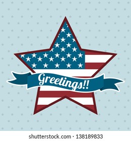 greetings with star label, independence day. vector illustration