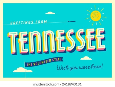 Greetings from Tennessee, USA - The Volunteer State - Touristic Postcard