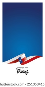 Greetings from Texas. Editable template for Stories and Reels. Social media template cover with Texas flag ribbon and editable frame