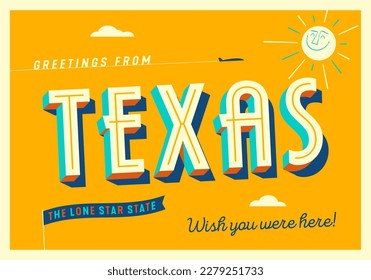 Greetings from Texas, USA - The Lone Star State - Wish you were here! - Touristic Postcard.