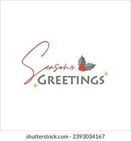 Texto de saludos de temporada con decoraciones navideñas