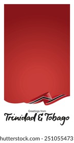 Greetings from Trinidad and Tobago. Editable template for Stories and Reels. Social media template page with Trinidad and Tobago flag ribbon and editable frame
