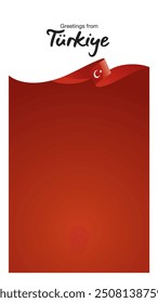 Greetings from Turkey. Editable template for Stories and Reels. Social media template second page with Turkey flag ribbon and editable frame