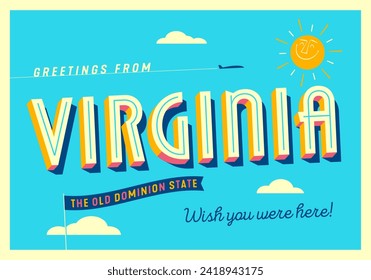 Greetings from Virginia, USA - The Old Dominion State - Touristic Postcard