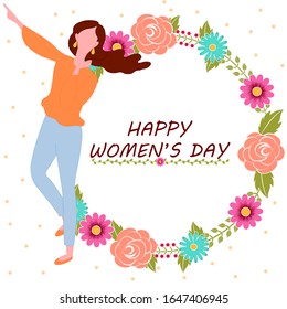 Greetings wallpaper background for International Happy Women's Day. Vector illustration