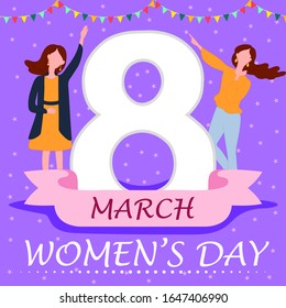 Greetings wallpaper background for International Happy Women's Day. Vector illustration