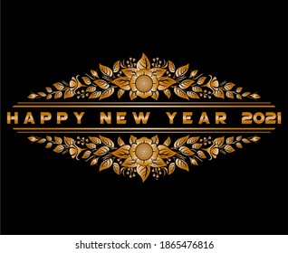 greetings welcoming the new year 2021, hopefully it will be liked by many people because I used a vector image of a golden flower ornament