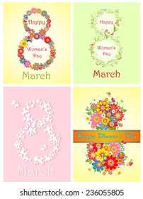 Greetings for Woman's Day with spring flowers