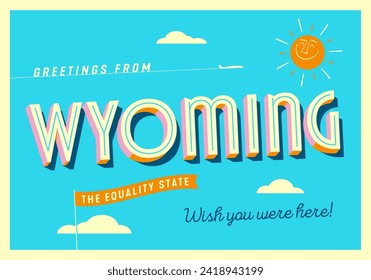 Greetings from Wyoming, USA - The Equality State - Touristic Postcard.