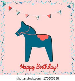 greetng card vector background with Dala horse