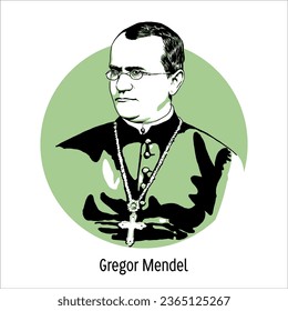 Gregor Johann Mendel was a Czech-Austrian biologist-geneticist, Augustinian monk, and abbot. Hand-drawn vector illustration. svg