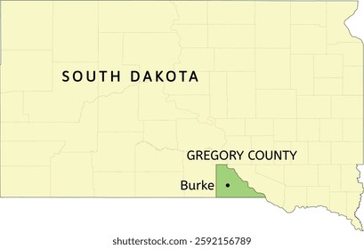 Gregory County and city of Burke location on South Dakota state map