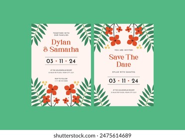 **Gremine Floral Wedding Invitation Template**_ is clean, modern, simply style, and moreover it’s friendly use. It’s Quick And Easy to use to save your time