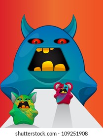 Gremlin Creatures, Monster Teddy Bears, vector illustration