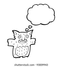 gremlin with thought bubble cartoon